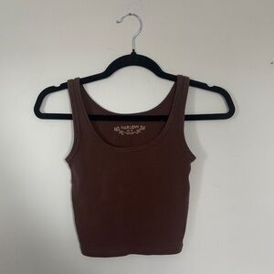Harlow Brown Cropped Tank Top — Scoop Neck
